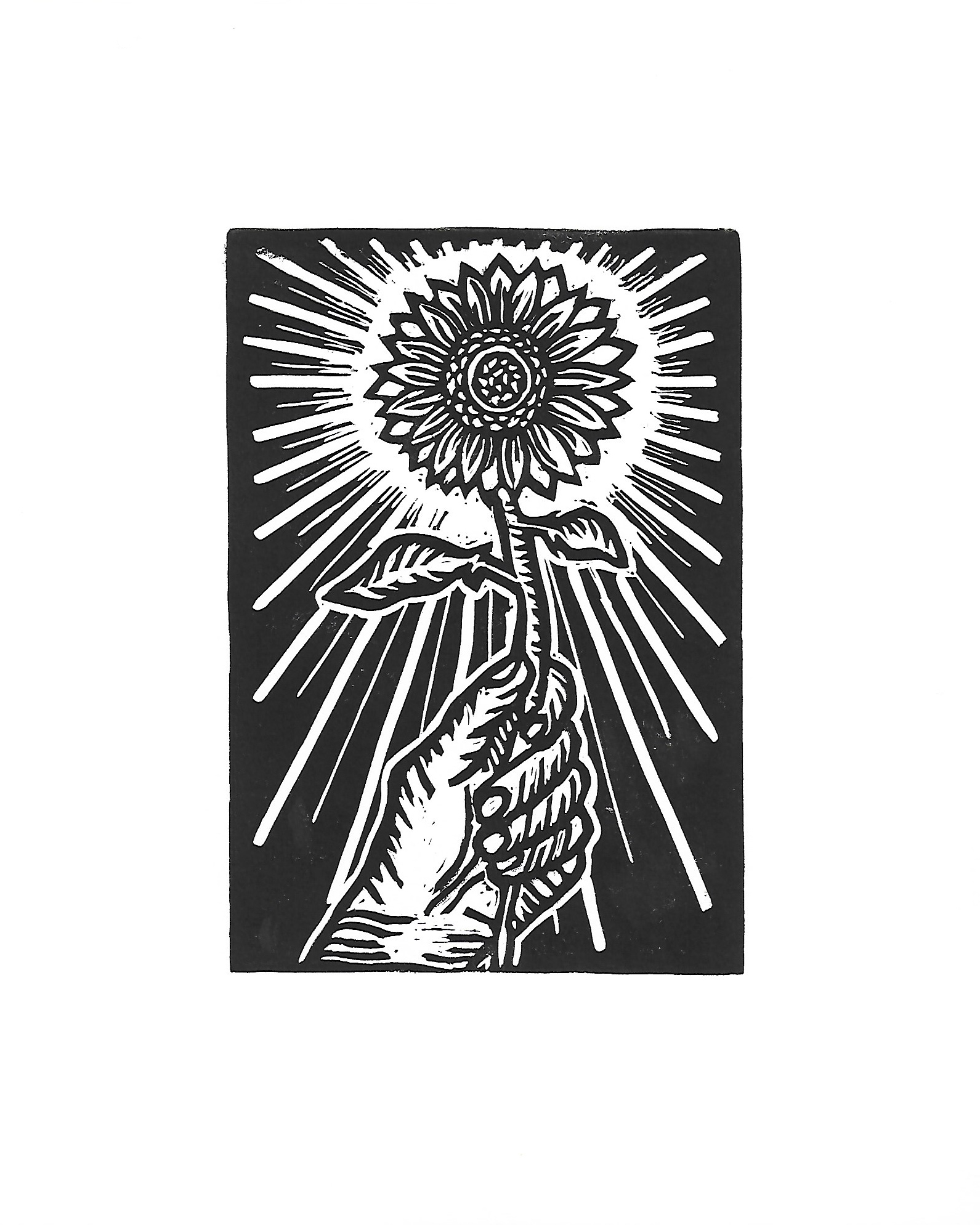 Sunflower_Visual Art_Linocut