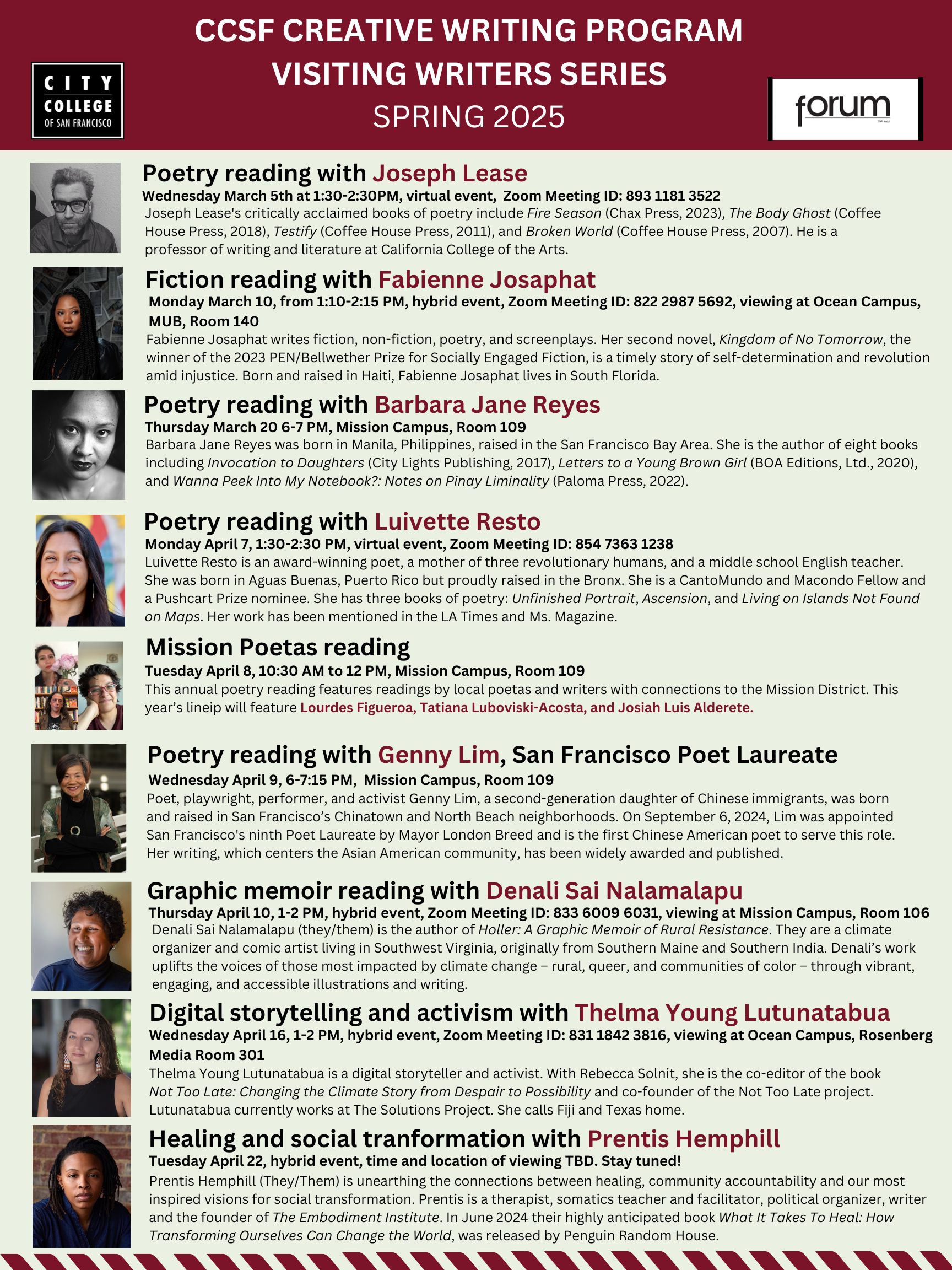 Spring 25 Visiting Writers Series